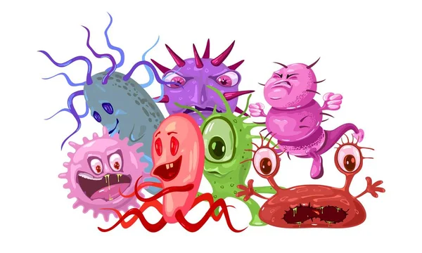 Cartoon bacteria cute characters — Stock Vector