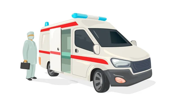 Cartoon minibus de emergência médica — Vetor de Stock