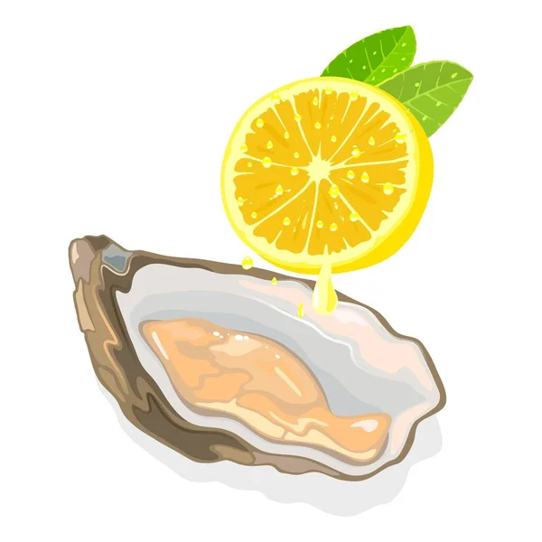 Tecknad ostron och citron — Stock vektor