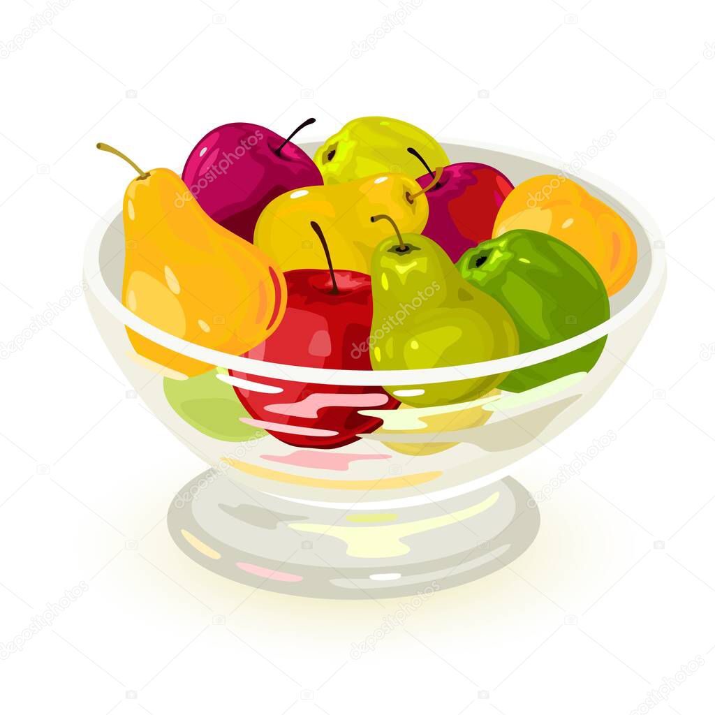 Cartoon glass bowl with fruits