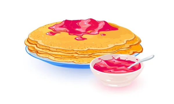 Cartoon-Pfannkuchen mit Marmelade — Stockvektor