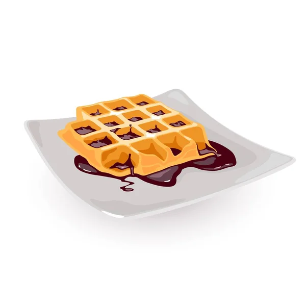 Cartoon waffle for breakfast — Stock Vector