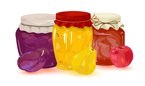 Cartoon homemade jelly set — Stock Vector