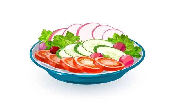 Cartoon plate of vegetables — Stock Vector