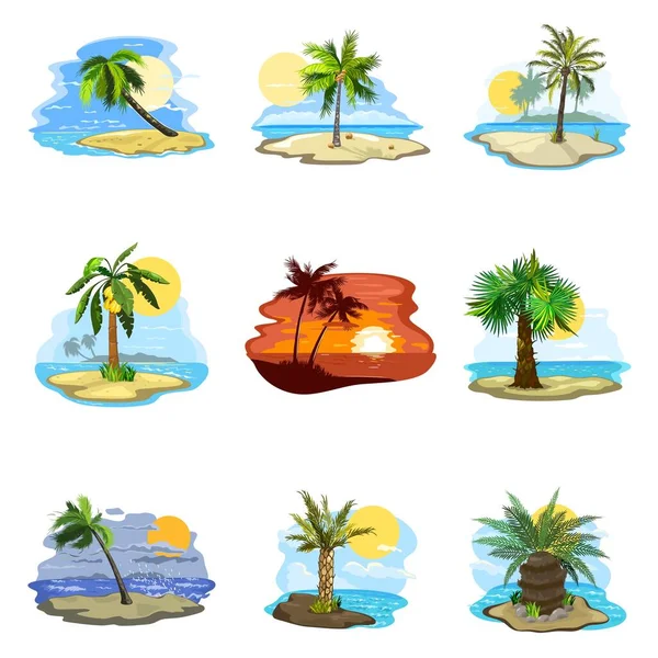 Desenhos animados palmeiras conjunto — Vetor de Stock