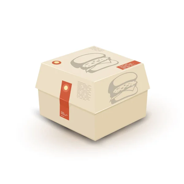 Geschlossene Papierverpackung mit Burger — Stockvektor