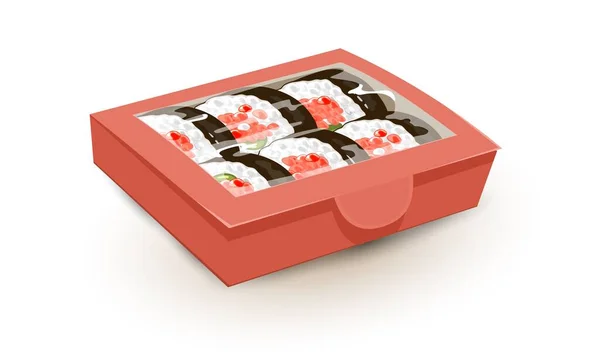 Sushi set in box delivery — Stockvektor