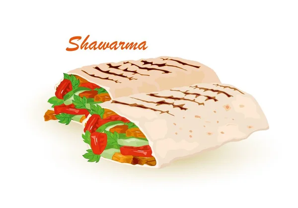 Pair of fresh shawarma dish 矢量图形