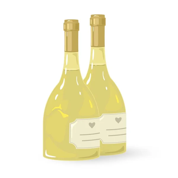 Wine bottle. Bottles of white wine with blank label. — Vetor de Stock