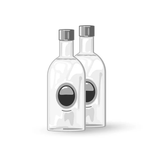 Packed glass vodka bottle with cover — Vetor de Stock