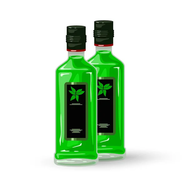 Pair of bottles with green absinthe — Vettoriale Stock