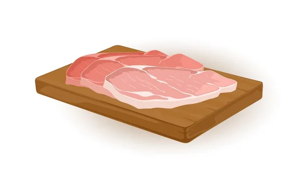 Rodajas de carne cruda de dibujos animados — Vector de stock