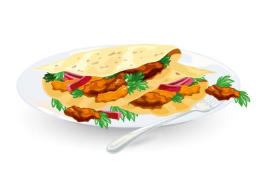 Etli ve sebzeli taco.