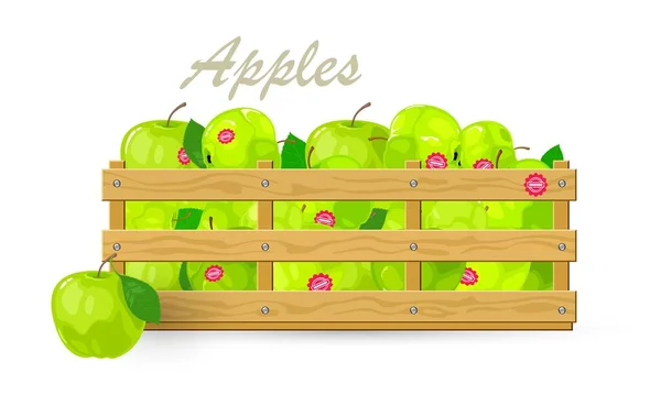Groene sappige appels in blik — Stockvector