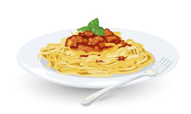 Çatal ve tabak ve spagetti.
