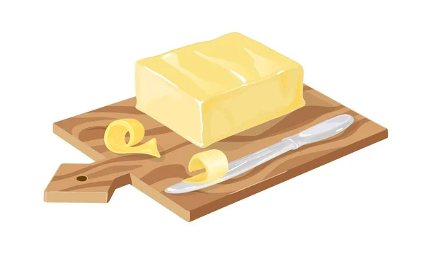 Cartoon butter on cutting board — Stock Vector