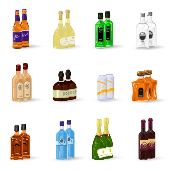 Coleta de diferentes tipos de bebidas — Vetor de Stock