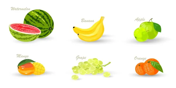 Colección de frutas tropicales — Vector de stock