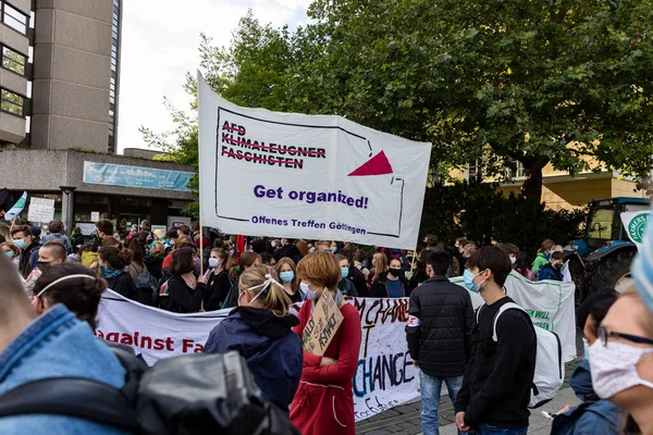 Gottingen Germany Autumn 2020 Fridays Future Banners Group People Protesting — Stock Photo, Image