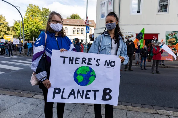 Gottingen Germany Autumn 2020 Fridays Future Two Young Women Posing — Stock Photo, Image