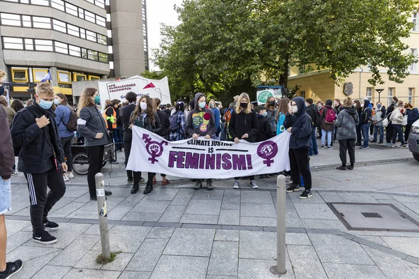 Gottingen Germany Autumn 2020 Fridays Future Group Young Women Holding — Stock Photo, Image