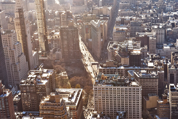 Aerial view of buildings on Manhattan