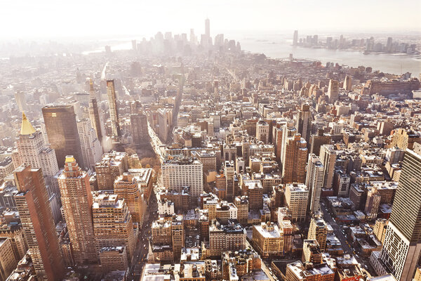 Aerial view of buildings on Manhattan