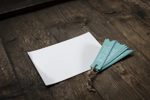 White card with blue tag love — Stock Photo, Image