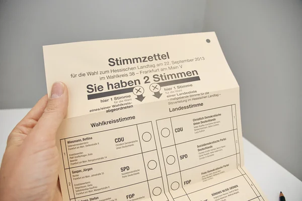 Verkiezing formulier voor de verkiezingen in Duitsland — Stockfoto