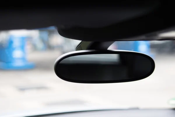 Detailed view of a car mirror with blurred background — Stock Photo, Image