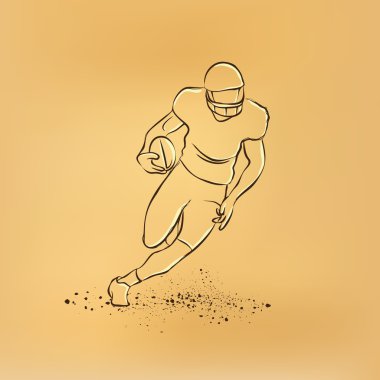 Futbol. Oyuncu topu ile kaçıyor. Eski kağıt üzerinde retro illüstrasyon vektör.