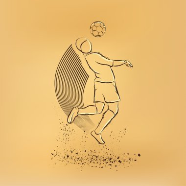 Baş tarafından oyun futbol oyuncu. Eski kağıt üzerinde retro illüstrasyon vektör.