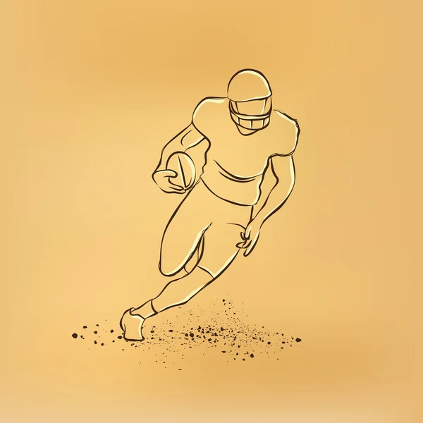 Fútbol. El jugador huye con la pelota. Ilustración retro vectorial sobre papel viejo . — Vector de stock