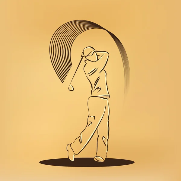 Jugador de golf con palo. Ilustración retro vectorial sobre papel viejo — Vector de stock