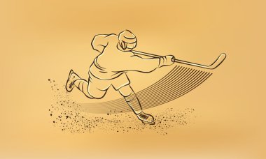 Hokey oyuncu strike zor. Eski kağıt çizim şekil.