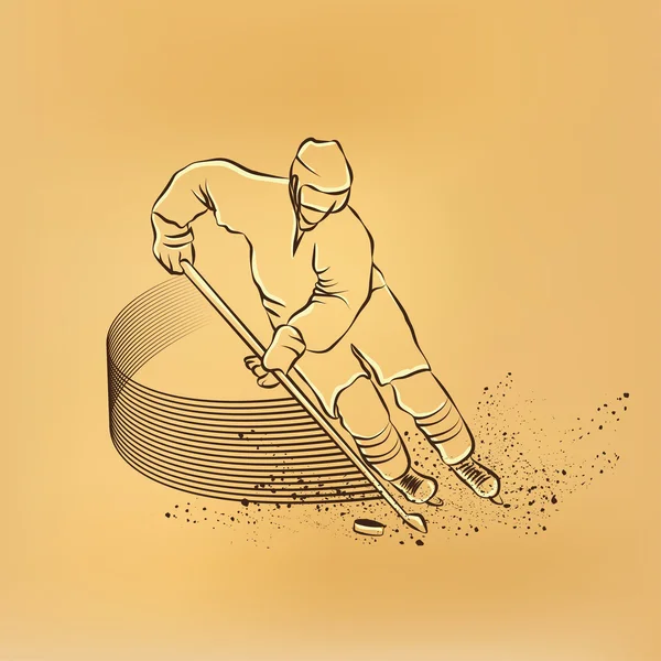 Hockeyspieler. alte Papierzeichnung — Stockvektor
