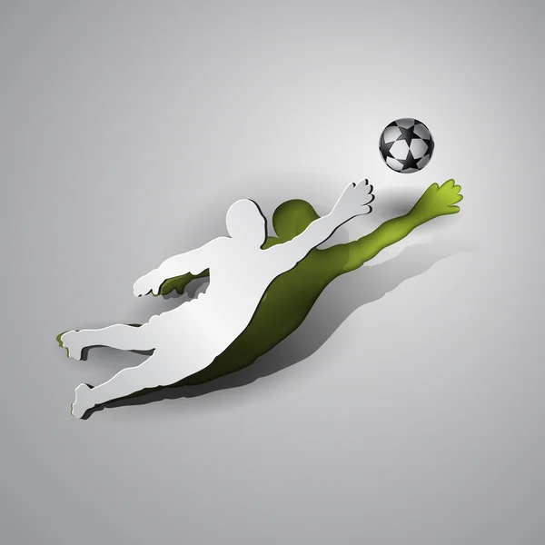 Le foot. Gardien de but attrape la balle . — Image vectorielle