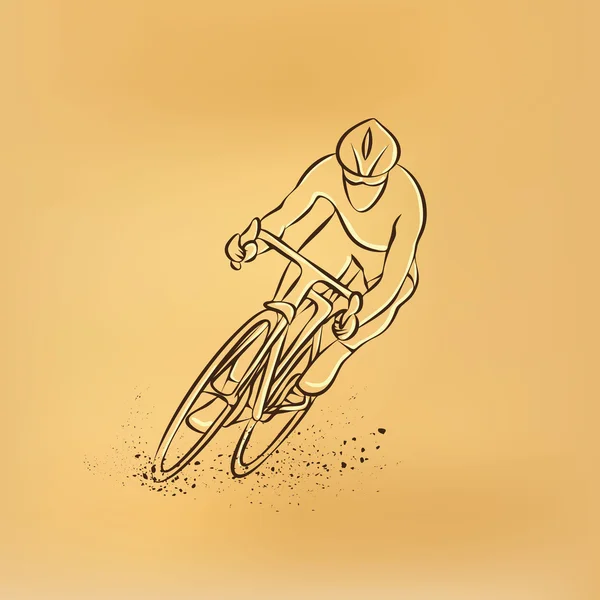 Cykeltävling. Framifrån. Vector retro ritning illustration. — Stock vektor