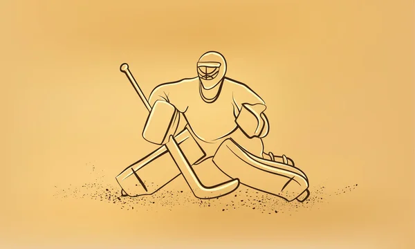 Hockey goalie. Vector retro drawing illustration. — Stock Vector