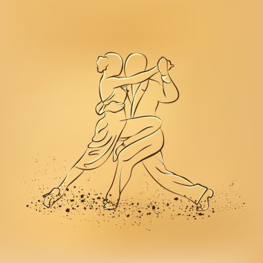 Tango dans çift. Vektör çizim çizim retro.