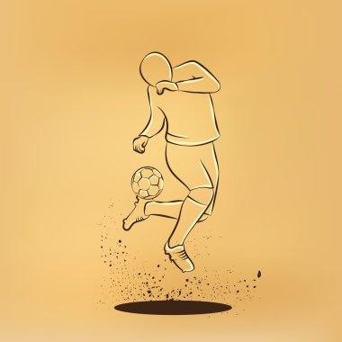 Futbol oyuncusu bir çalım yapar. Vektör çizim çizim retro.