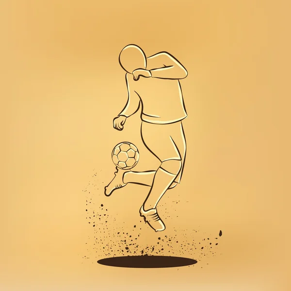 Fußballer macht eine Finte. Vektor Retro Zeichnung Illustration. — Stockvektor