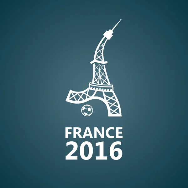 Логотип Евро-2016 по футболу. Эйфелева башня играет в футбол. Дизайн белого вектора . — стоковый вектор
