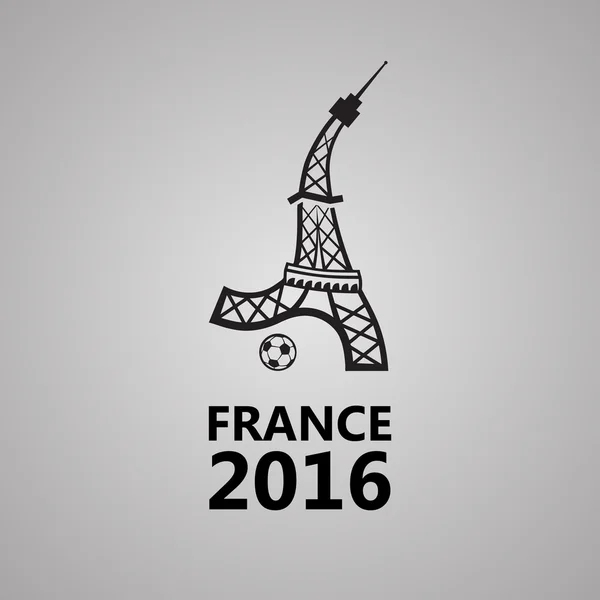 Логотип Евро-2016 по футболу. Эйфелева башня играет в футбол . — стоковый вектор