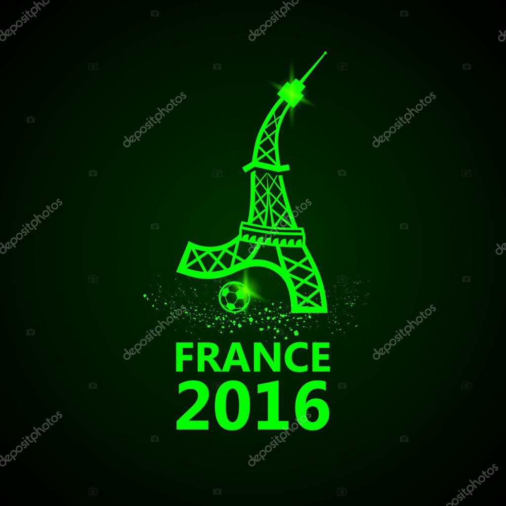 France Football Euro 16 Logo Eiffel Tower Plays Soccer Neon Vector Illustration Stock Vector Image By C Leo Troyanski