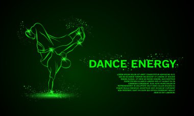 Sokak dansçısı dondurma yapma ne yapıyorsun? Break dans vektör neon arka plan metin için yer ile.
