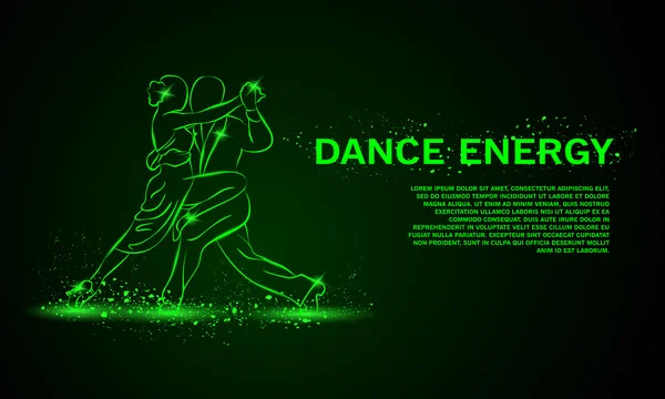 Geceleri tango. Vektör neon arka plan metin için yer ile.