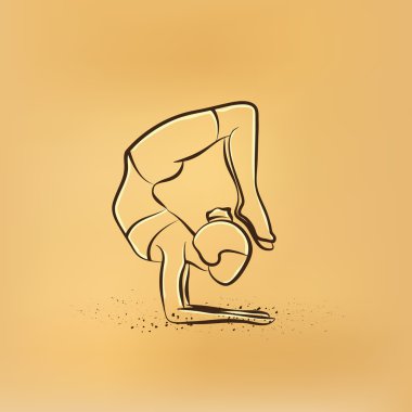 Bir kadın vektör retro çizim çizim yoga uygulamaları.