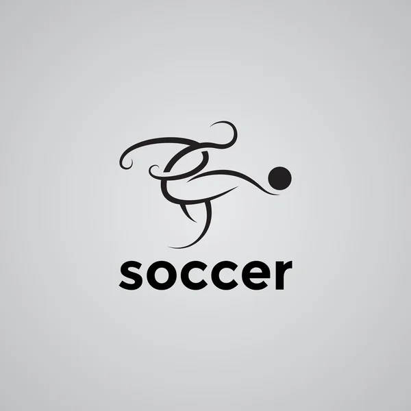 Abstract soccer player. Vector monochrome sports logo. — Stock Vector