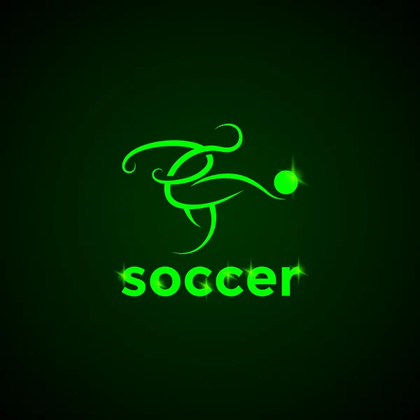 Soyut futbol oyuncusu. Vektör neon spor logo. — Stok Vektör
